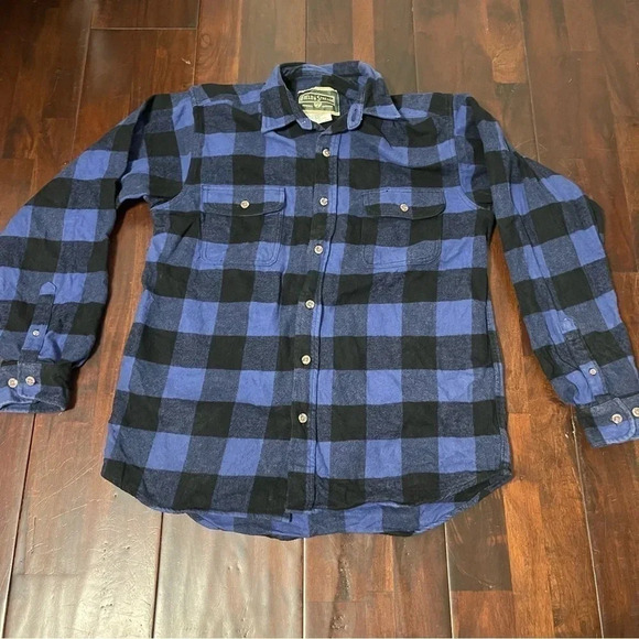Field and Stream Blue Buffalo Check Plaid Flannel Shirt, Large Tall - Picture 1 of 4